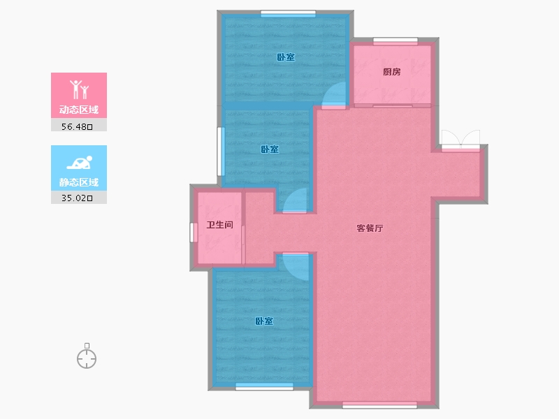 新疆维吾尔自治区-乌鲁木齐市-学府天骄-82.21-户型库-动静分区