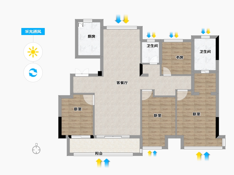 浙江省-绍兴市-诸暨中南樾府-111.00-户型库-采光通风