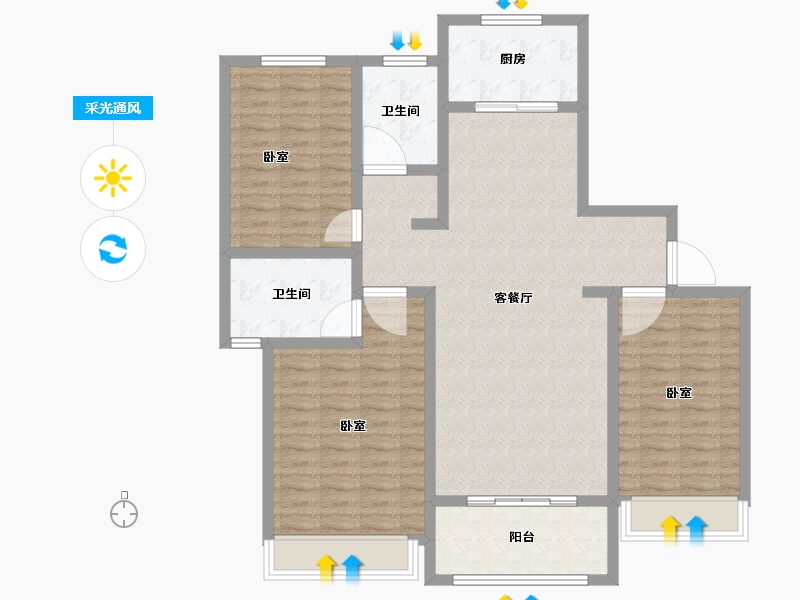 河南省-安阳市-天悦华府-113.09-户型库-采光通风