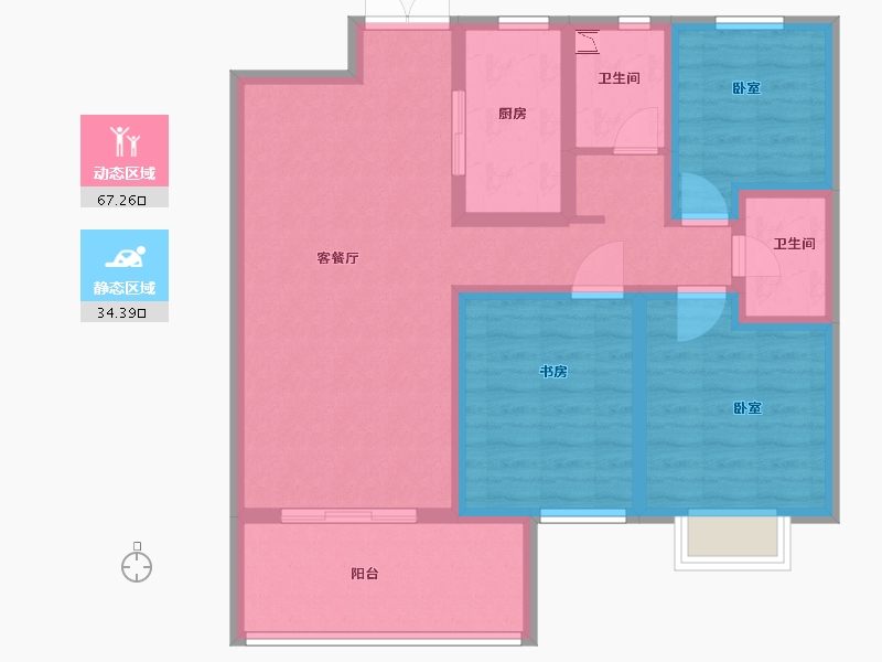 河南省-安阳市-洹滨雅居-89.74-户型库-动静分区