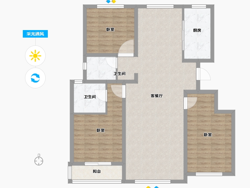 新疆维吾尔自治区-乌鲁木齐市-西府小院-101.00-户型库-采光通风