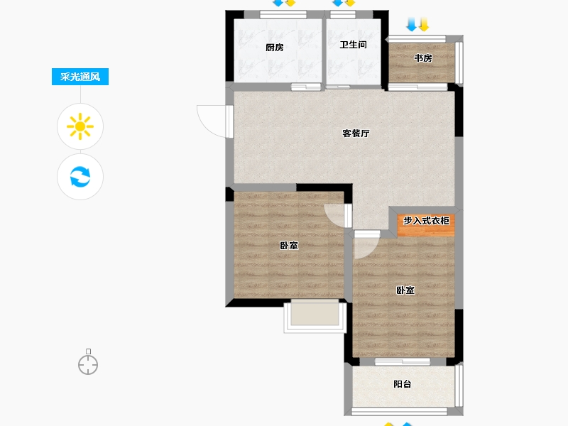 浙江省-金华市-香堤意墅澜庭-70.00-户型库-采光通风