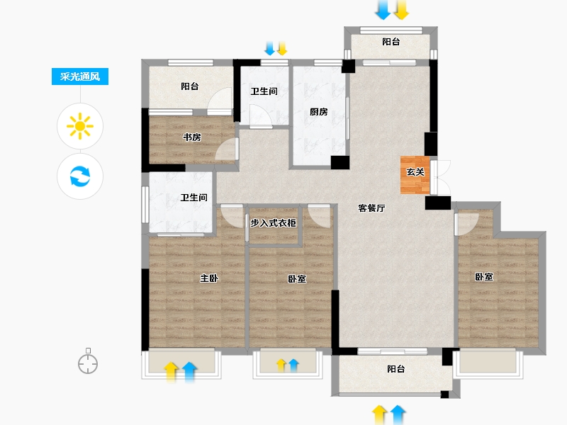 福建省-漳州市-瀚海五凤郡-114.29-户型库-采光通风