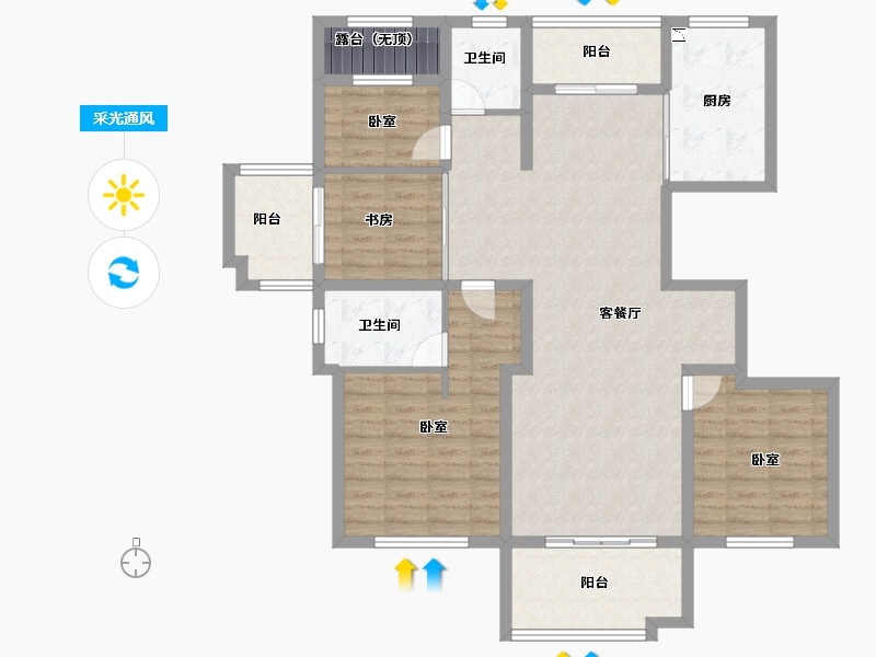 浙江省-绍兴市-宝业新桥风情-114.00-户型库-采光通风