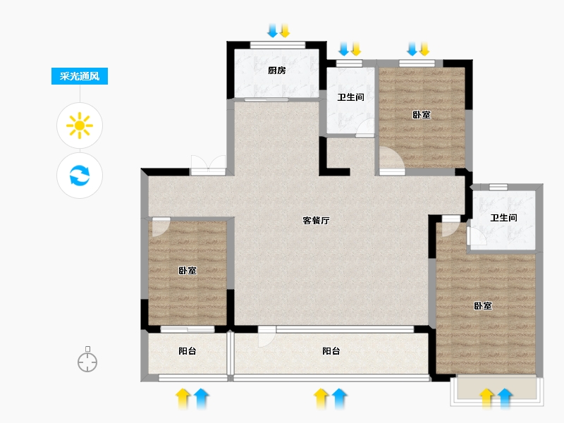 山东省-德州市-星空东部新城·信园-113.17-户型库-采光通风