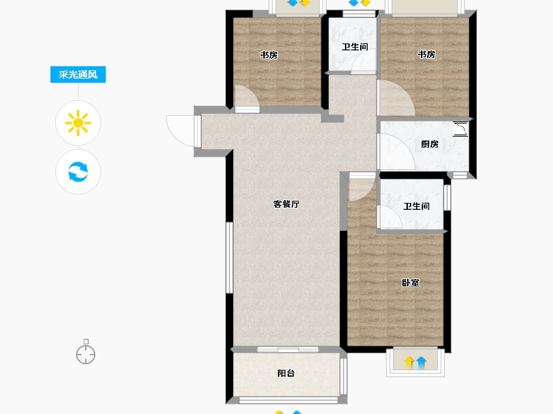 河南省-郑州市-朗悦公园道1号-93.00-户型库-采光通风