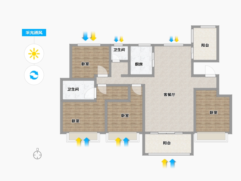 河南省-新乡市-城开玫瑰庄园-141.99-户型库-采光通风