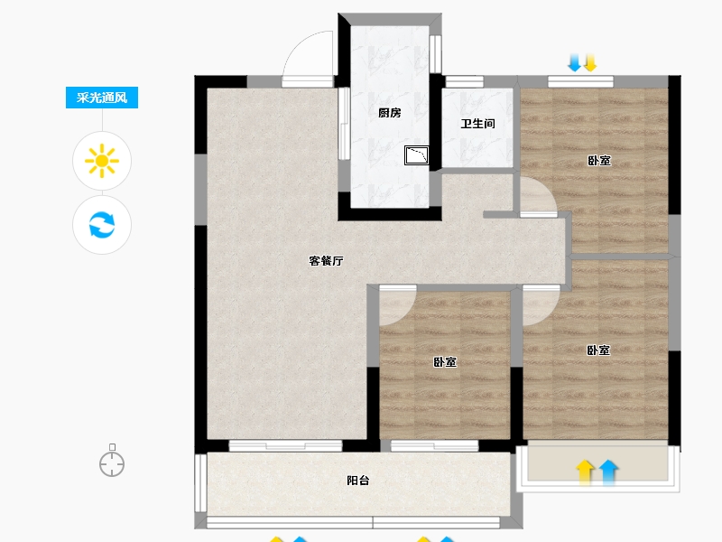 河南省-郑州市-星联·岚溪府-78.51-户型库-采光通风