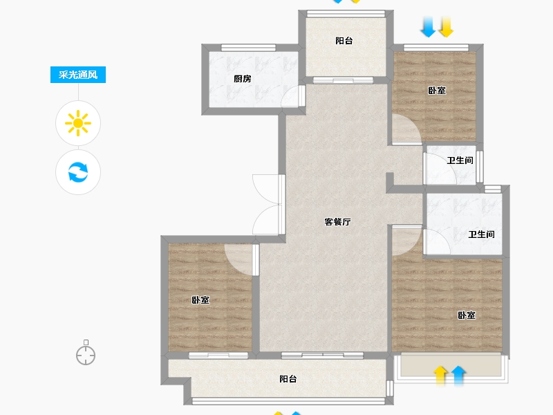 河南省-开封市-兰大豪庭-101.03-户型库-采光通风