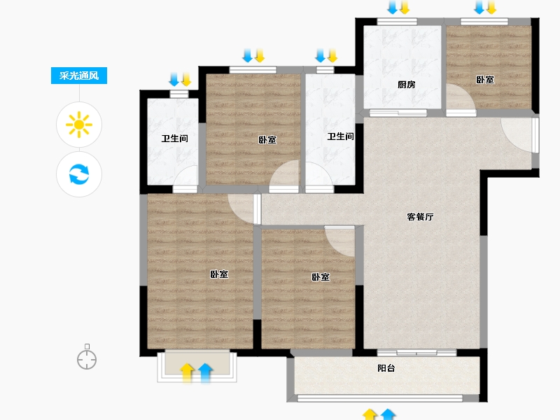 河南省-洛阳市-正商城-115.00-户型库-采光通风