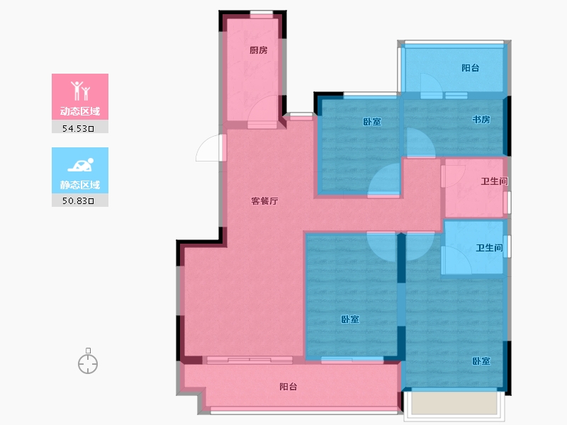 河南省-郑州市-坤达江山筑-94.00-户型库-动静分区