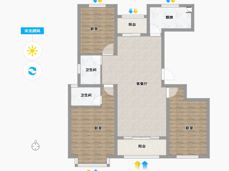 河南省-安阳市-润安文和苑-103.99-户型库-采光通风