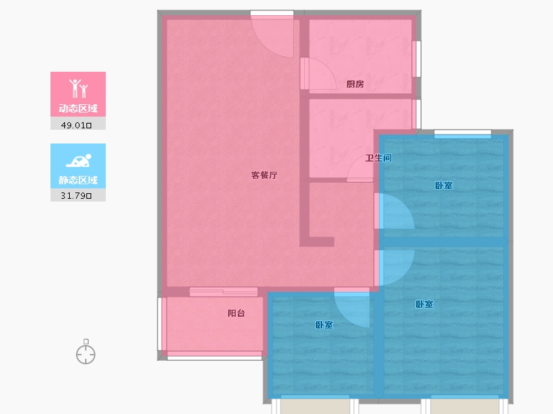 河南省-郑州市-丰乐奥体公馆-71.58-户型库-动静分区