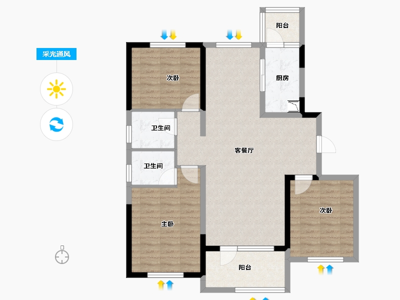 山东省-烟台市-翡翠康城-97.00-户型库-采光通风