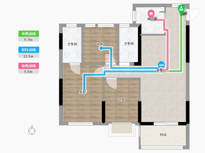 福建省-福州市-万科紫台-74.17-户型库-动静线