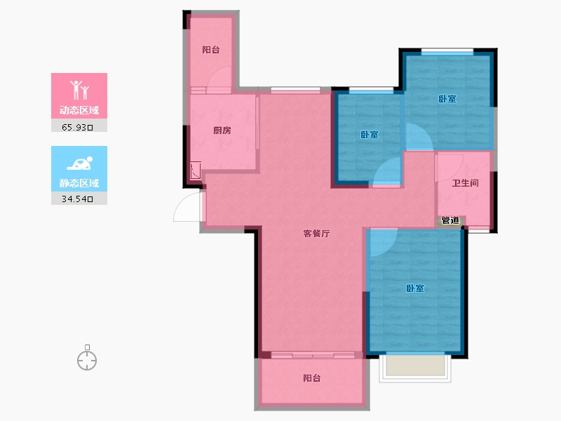 安徽省-合肥市-新滨湖恒大文化旅游城-90.25-户型库-动静分区