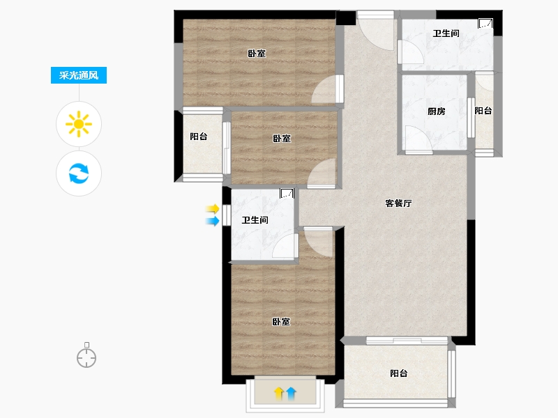 福建省-泉州市-当代万国城MOMΛ-78.00-户型库-采光通风