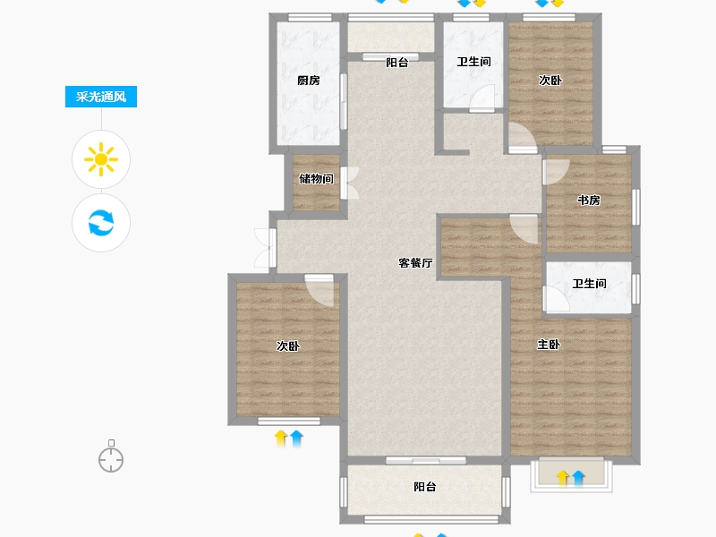 山东省-枣庄市-富翔庄园二期-142.23-户型库-采光通风