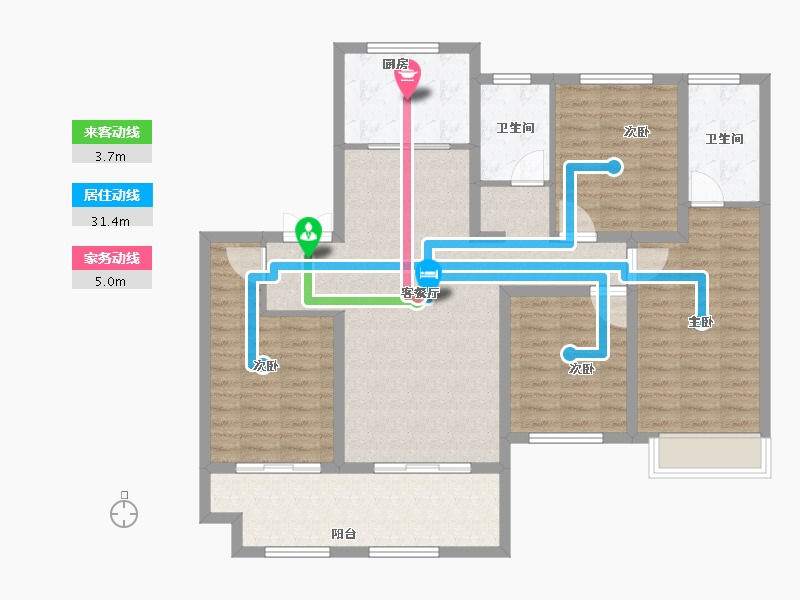 山东省-枣庄市-润东·金钻公馆-113.02-户型库-动静线