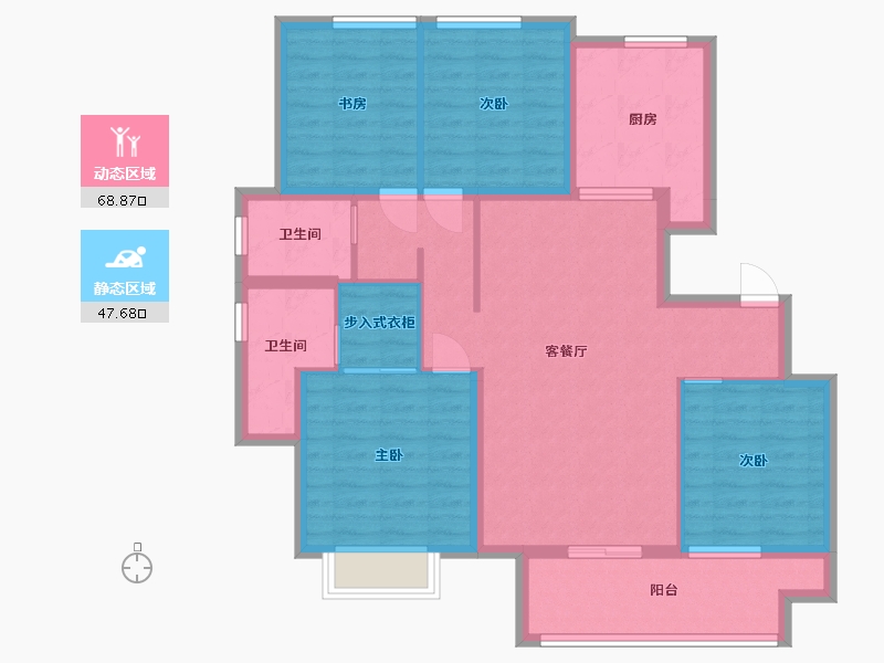 山东省-潍坊市-蓝城清风明月明月苑-104.36-户型库-动静分区