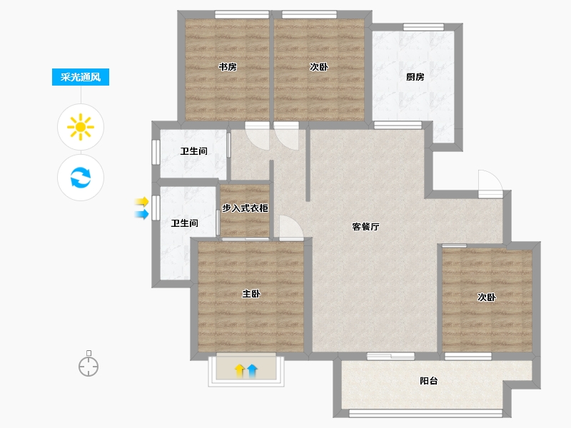 山东省-潍坊市-蓝城清风明月明月苑-104.36-户型库-采光通风