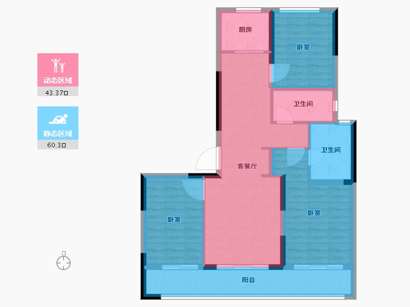 浙江省-舟山市-大发融悦新界公馆-93.00-户型库-动静分区