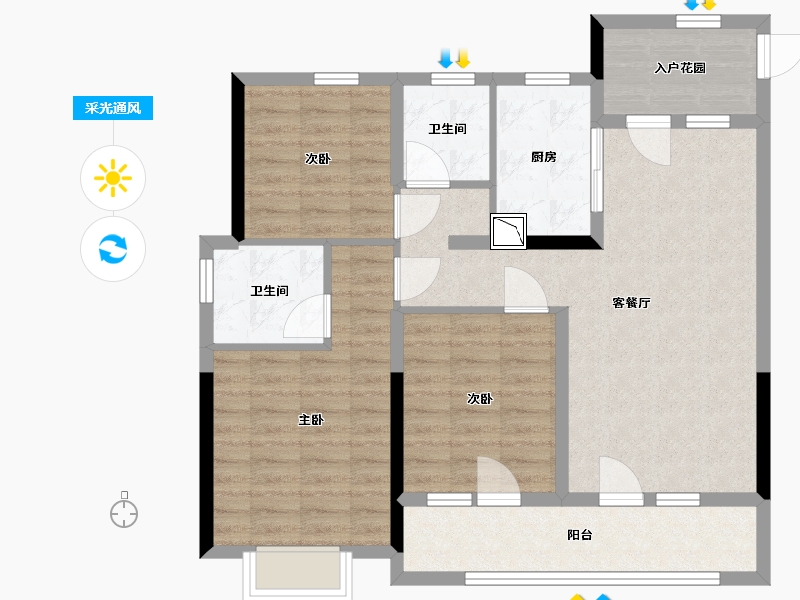 山东省-青岛市-青岛龙湖光年-90.00-户型库-采光通风