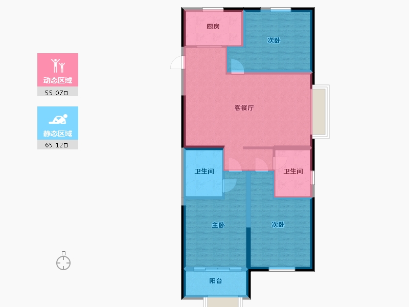 山东省-潍坊市-阳光100喜马拉雅-108.80-户型库-动静分区