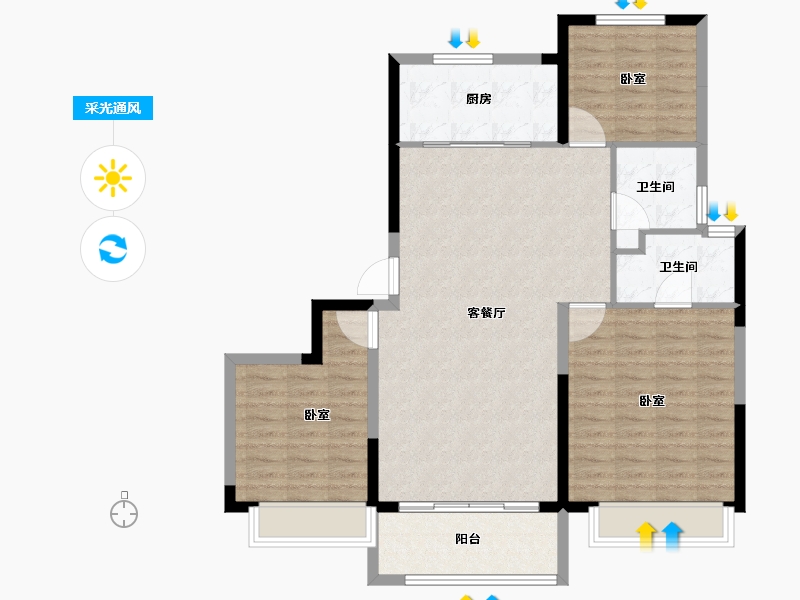 山东省-德州市-齐河金辰·天悦壹品-100.00-户型库-采光通风