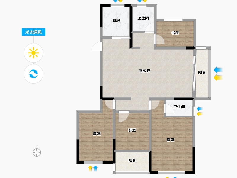 浙江省-绍兴市-绿城学府新城-103.83-户型库-采光通风