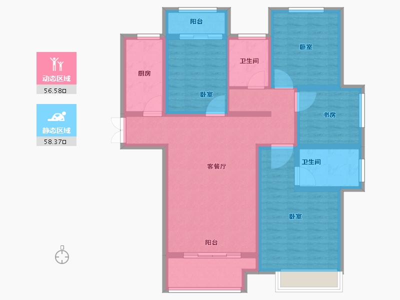 河南省-郑州市-丰乐奥体公馆-101.82-户型库-动静分区