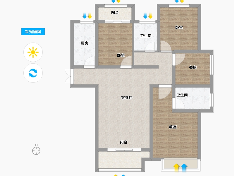 河南省-郑州市-丰乐奥体公馆-101.82-户型库-采光通风