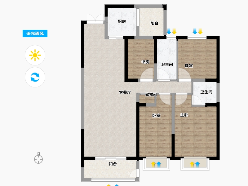 河南省-洛阳市-恒泰中心-110.54-户型库-采光通风