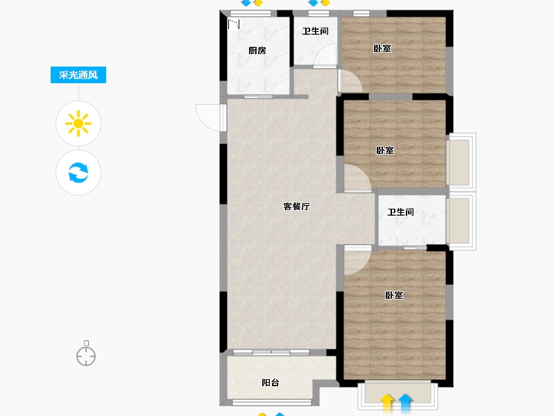 河南省-安阳市-开祥御龙城-103.00-户型库-采光通风