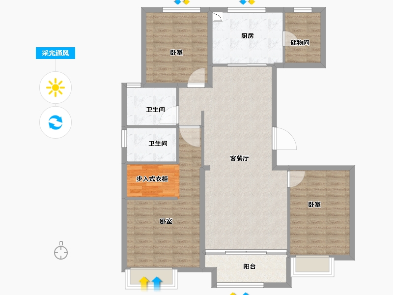 河南省-安阳市-嘉洲花悦-110.00-户型库-采光通风