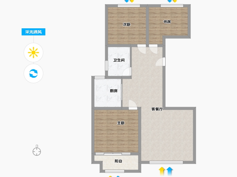 山东省-潍坊市-和佳翠园-96.05-户型库-采光通风