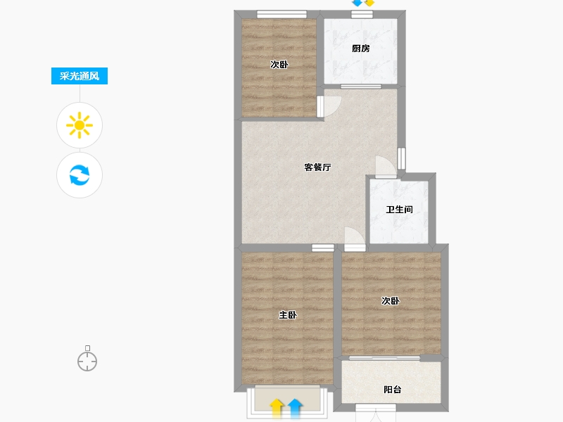 山东省-潍坊市-玉兰里-65.80-户型库-采光通风