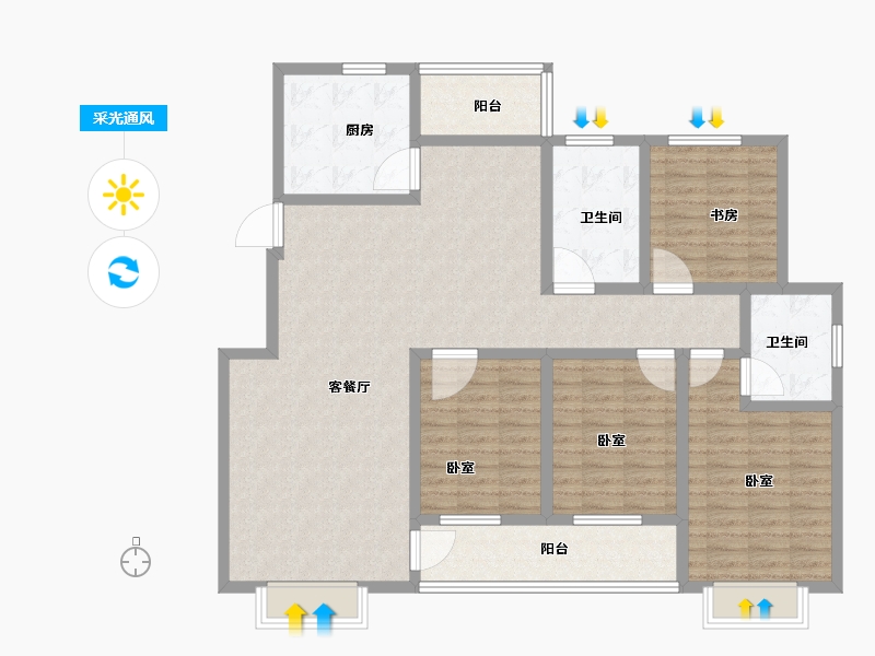 河南省-洛阳市-曌华水郡-132.50-户型库-采光通风