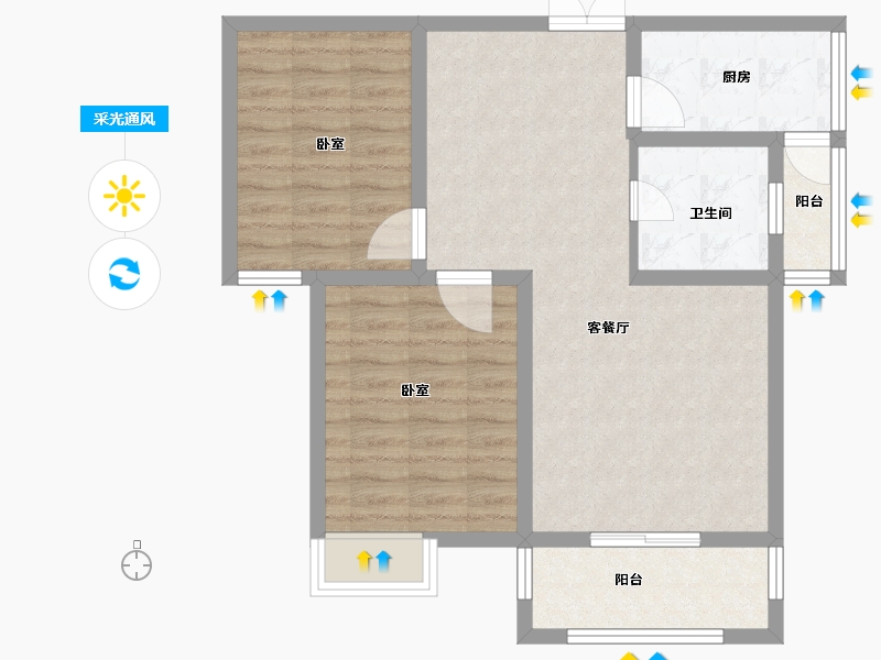 河南省-安阳市-东湖新城-74.00-户型库-采光通风