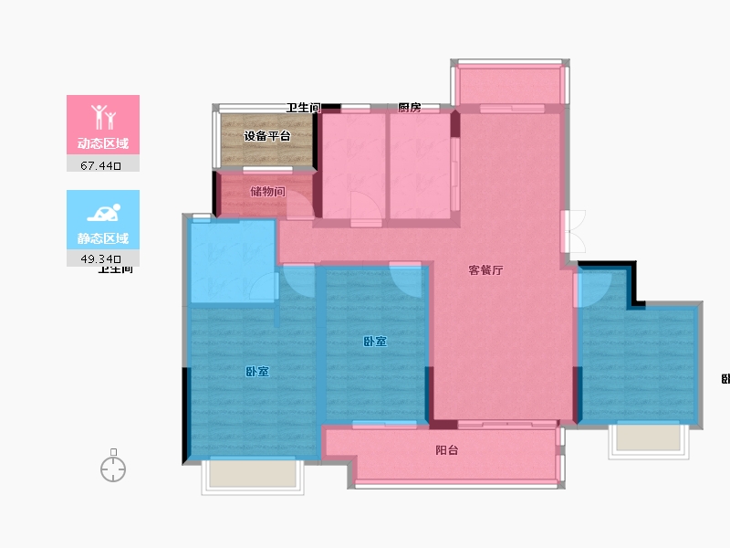 浙江省-舟山市-金塘颐景园-108.00-户型库-动静分区