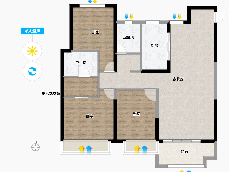 山东省-德州市-齐河金辰·天悦壹品-100.00-户型库-采光通风