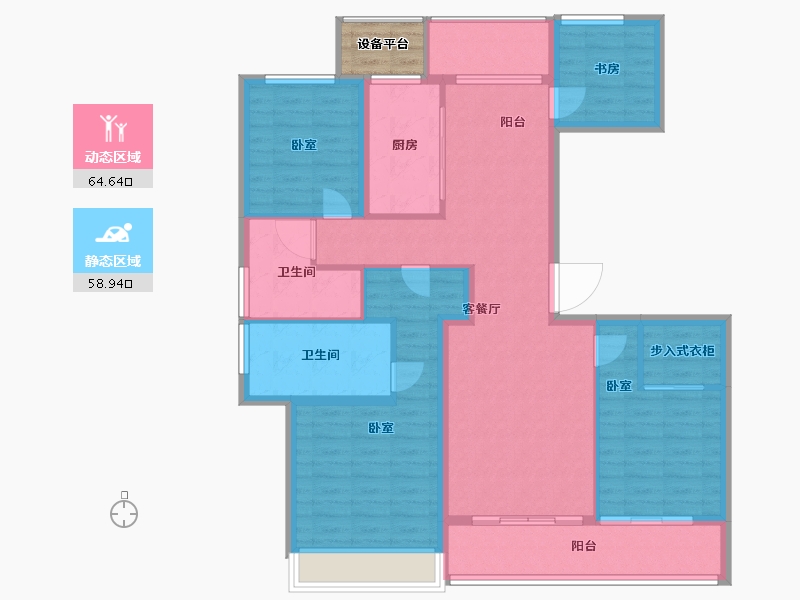 浙江省-舟山市-绿城柳岸晓风花园-113.00-户型库-动静分区