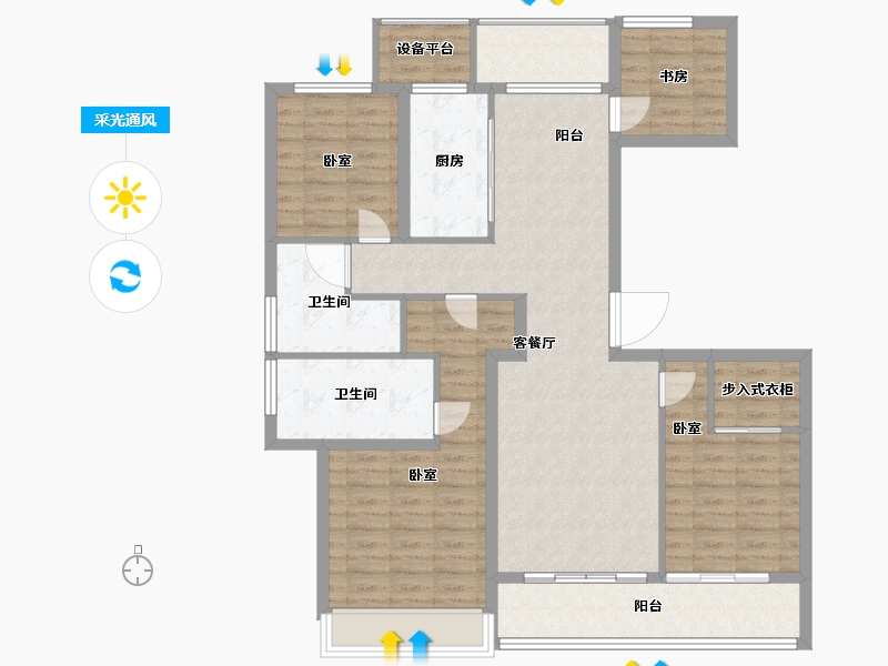 浙江省-舟山市-绿城柳岸晓风花园-113.00-户型库-采光通风