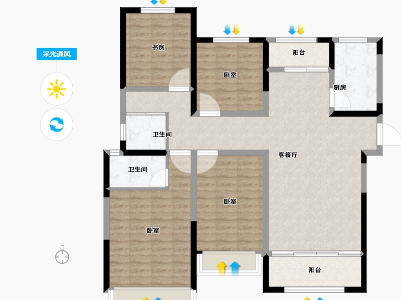 河南省-郑州市-亚星金运外滩-114.00-户型库-采光通风