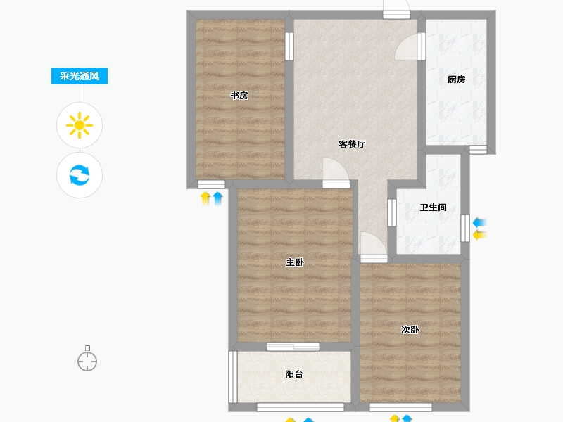 山东省-潍坊市-久盛聚福苑-72.81-户型库-采光通风