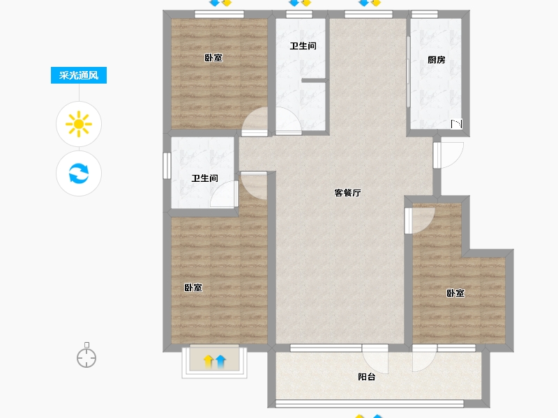 山东省-菏泽市-阜丰君悦城-104.00-户型库-采光通风