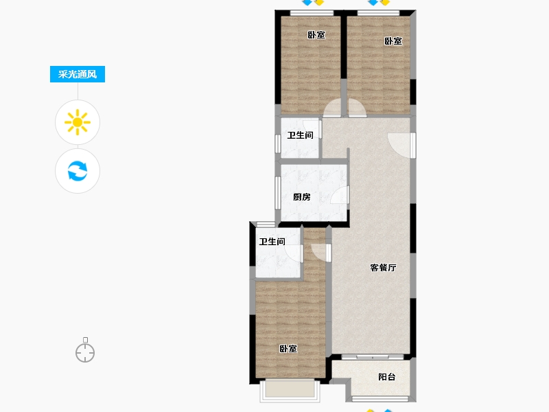 河南省-郑州市-世茂云尚天地-102.00-户型库-采光通风