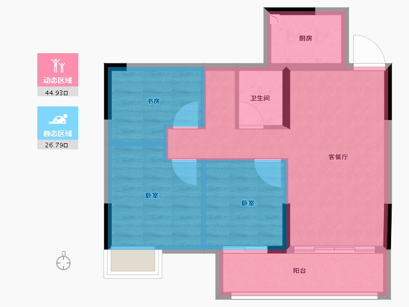 福建省-龙岩市-德兴·印象天悦-64.00-户型库-动静分区