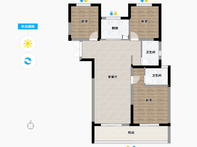 河南省-郑州市-星联·岚溪府-90.84-户型库-采光通风