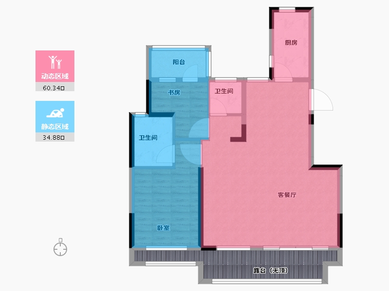 河南省-郑州市-坤达江山筑-98.00-户型库-动静分区